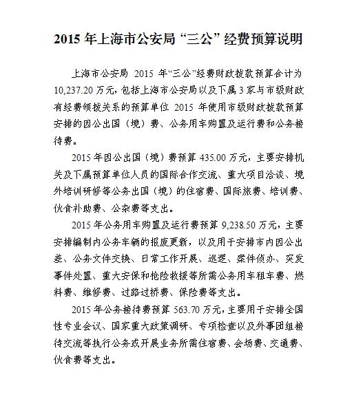 2015年上海市公安局“三公”經(jīng)費(fèi)預(yù)算說(shuō)明